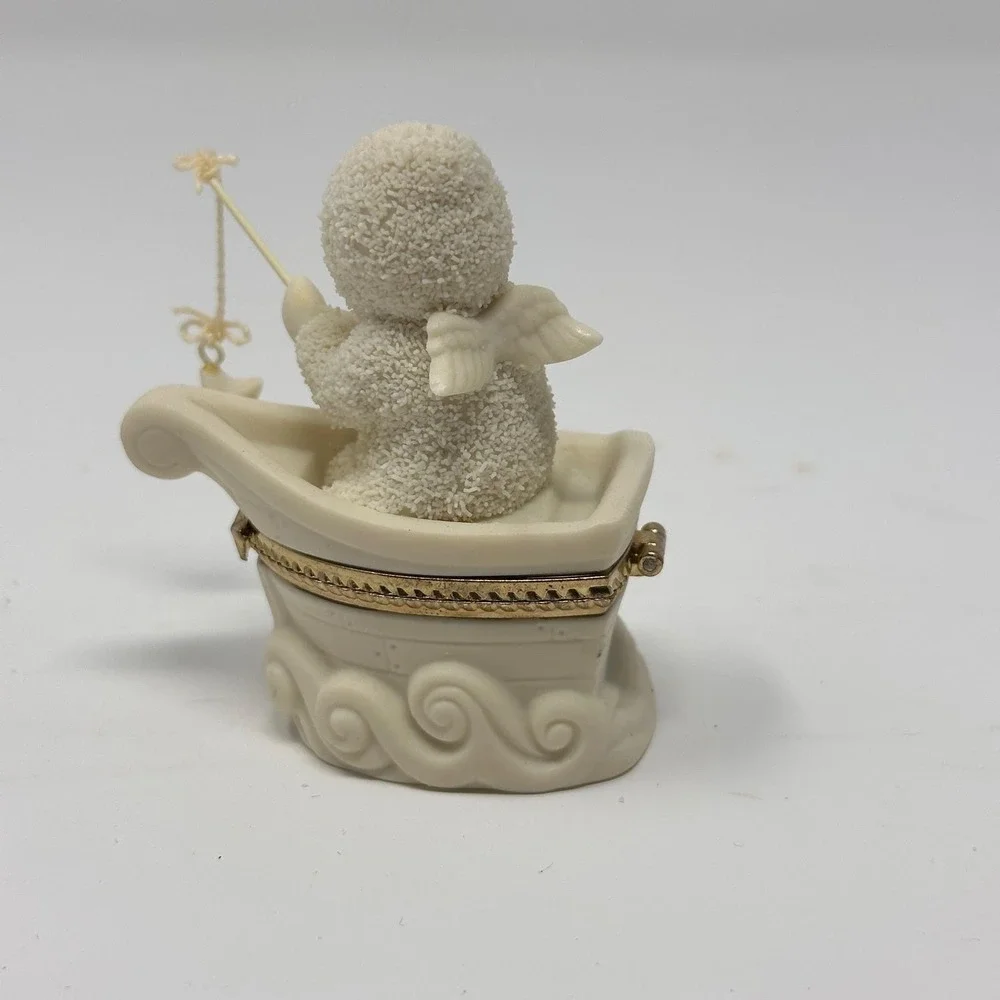 Dept 56 Snowbabies Rock-a-Bye Baby Bisque Porcelain Hinged Trinket Box Christmas